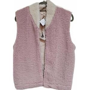 Easel By Los Angeles Sherpa Vest White/pink Size Small. NWT